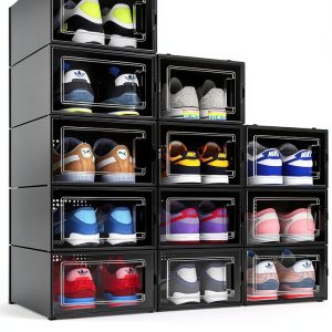 MELDEVO Foldable Plastic Shoe Box Storage 12 Pack-0