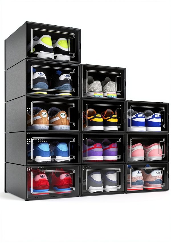 MELDEVO Foldable Plastic Shoe Box Storage 12 Pack-0