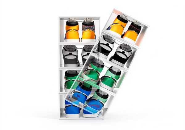 Seseno Shoe Storage Box Foldable Stackable Clear Plastic-3