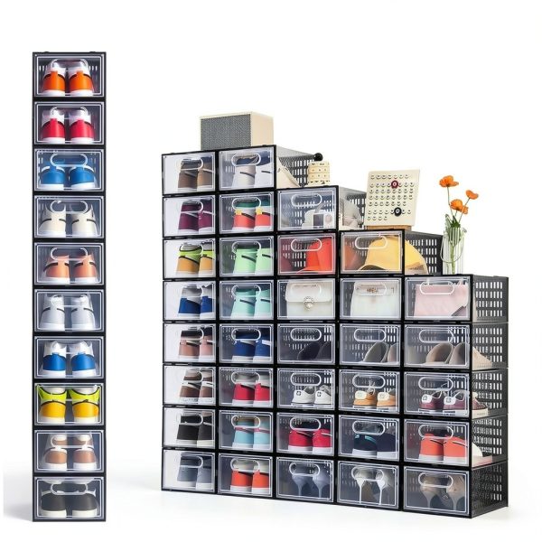 Clemate Clear Shoe Boxes Transparent Stackable Magnetic-2