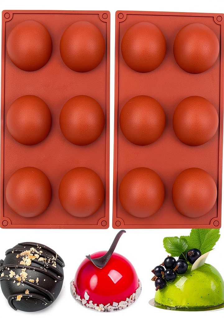 BAKER DEPOT silicone chocolate molds showing semi-sphere cavities and flexible material