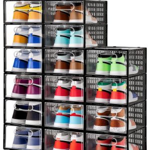 Clemate Clear Shoe Boxes Transparent Stackable Magnetic-0