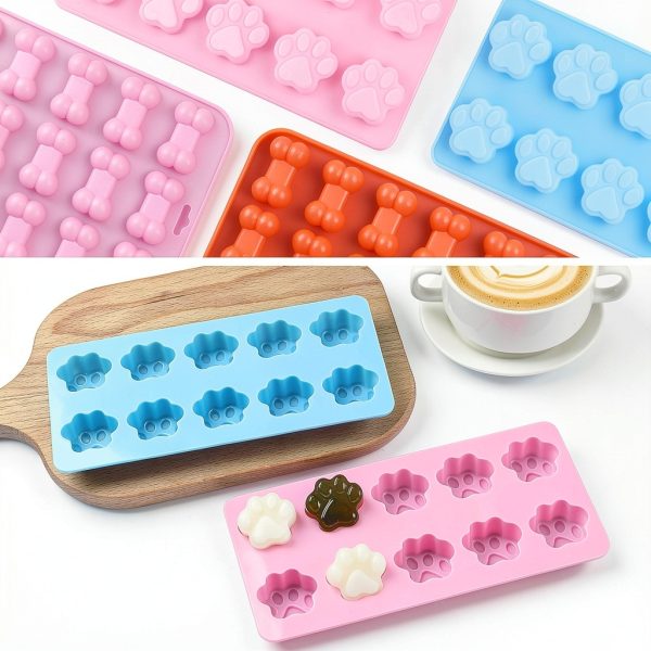 Winerming Silicone Chocolate Molds Paw Bone Design BPA Free-2