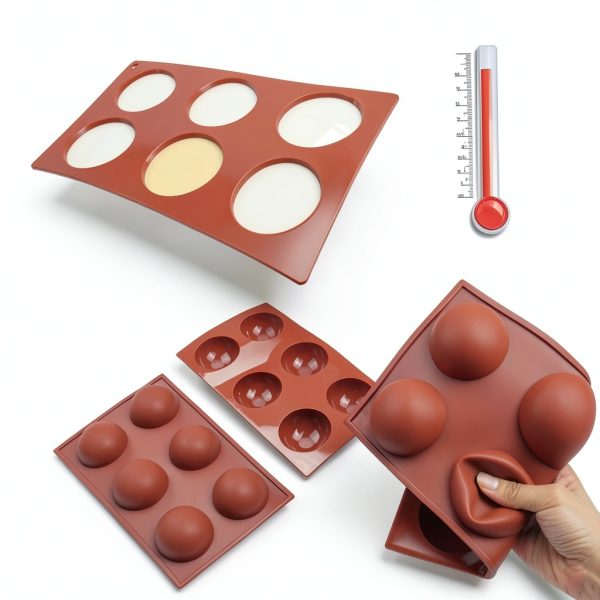 BAKER DEPOT Silicone Chocolate Molds Large Semi Sphere 2-3
