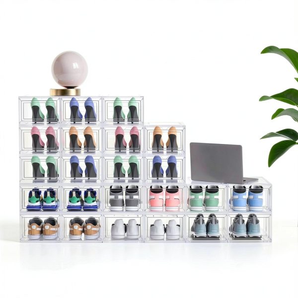JWQ Acrylic Shoe Box Transparent Stackable Storage Organizer-8