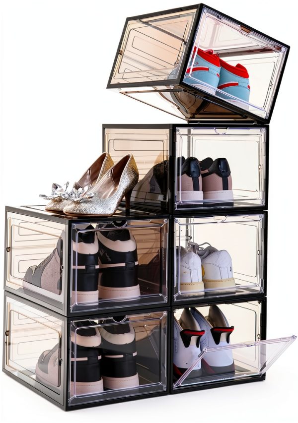 Attelite Clear Shoe Box Organizer Magnetic Door Stackable-0