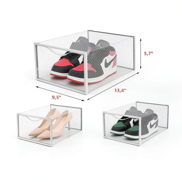 Seseno Shoe Storage Box Foldable Stackable Clear Plastic-2