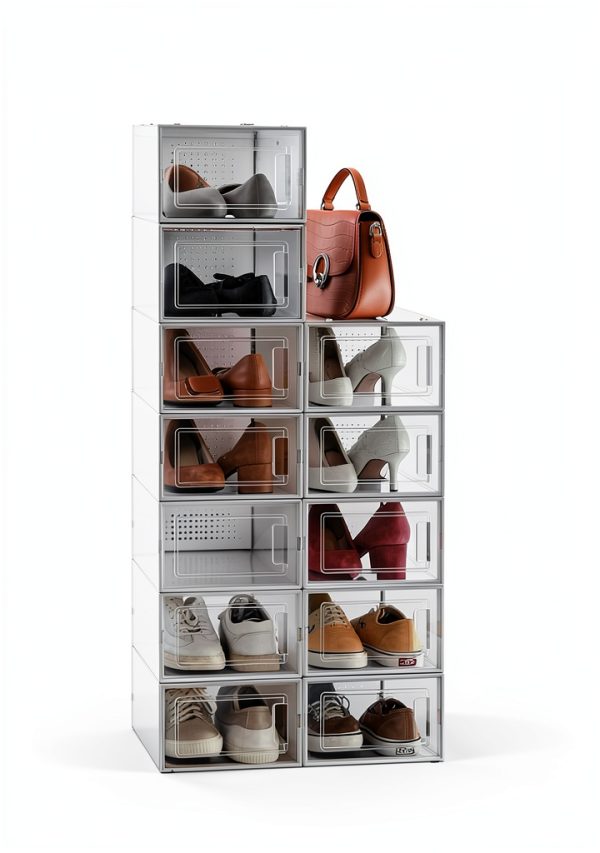 SONGMICS Transparent Shoe Box Set Modern Design-2