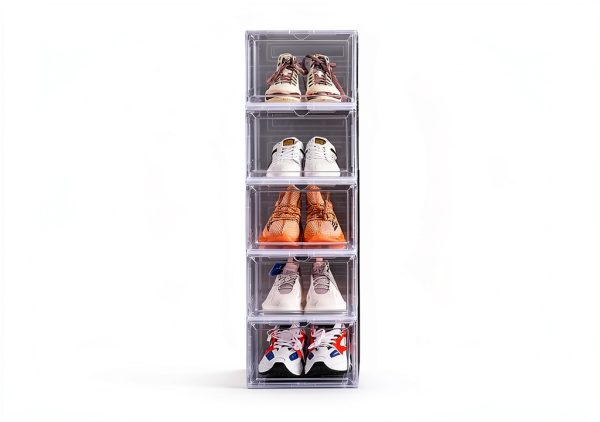 Attelite Clear Shoe Box Organizer Magnetic Door Stackable-3