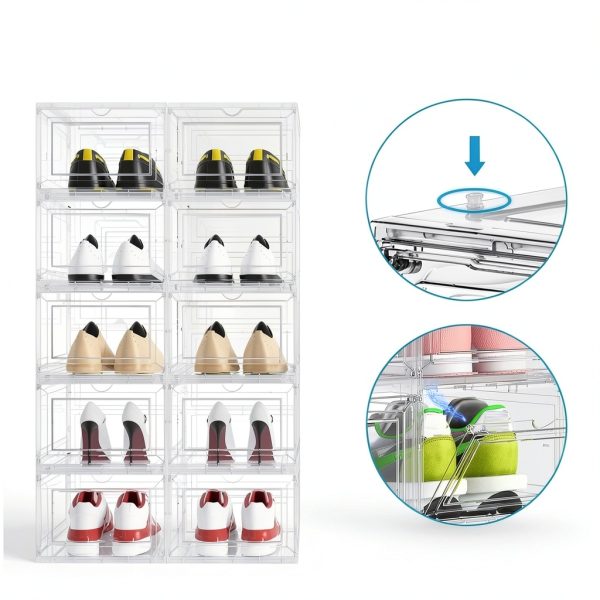 JWQ Acrylic Shoe Box Transparent Stackable Storage Organizer-2