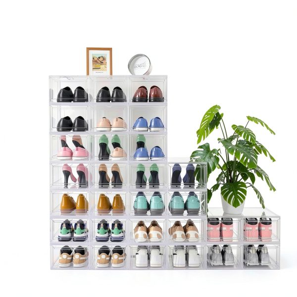 JWQ Acrylic Shoe Box Transparent Stackable Storage Organizer-1
