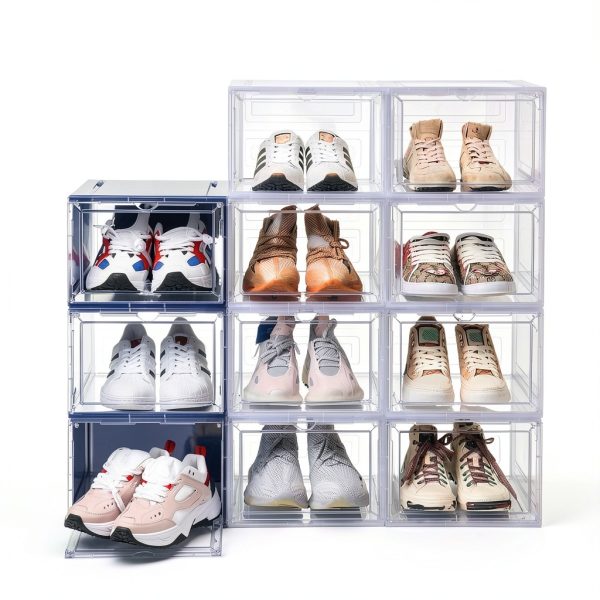 Attelite Clear Shoe Box Organizer Magnetic Door Stackable-5