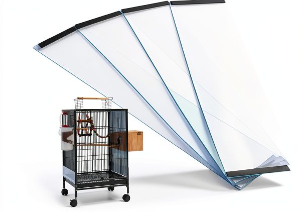 Bird Cage Seed Catcher Guard Hperu Transparent PVC 4-Piece Set-0
