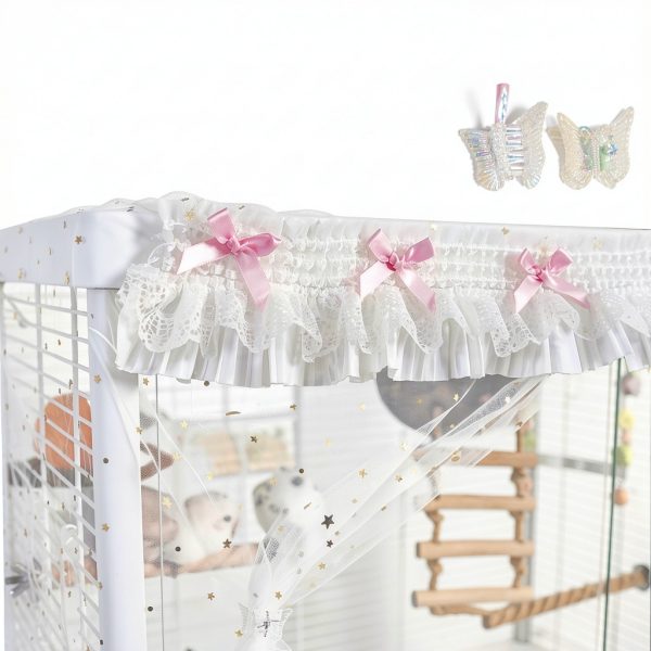 Bird Cage Seed Catcher, Stretchy Mesh Skirt Cover for Round Square Cages, Sheer and Breathable Parrot Nylon Mesh Net Cover, Seed Guard Pet Cage Birds for Parrot Parakeet (Pink,L)-5