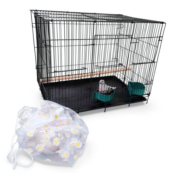 Adjustable Bird Cage Net Cover Birdcage Seed Feather Catcher Soft Skirt Guard Birdcage Nylon Mesh Netting forParrot Enclosures, Prevent Scatter and Mess (White 86.6 x 14.17 Inch/ 220x 36 cm)-8