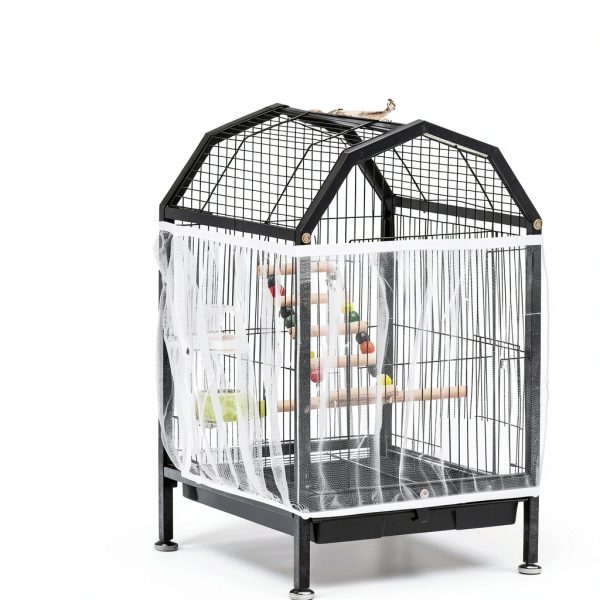 Bird Cage Seed Catcher XL Adjustable White Nylon Mesh Cover by-2