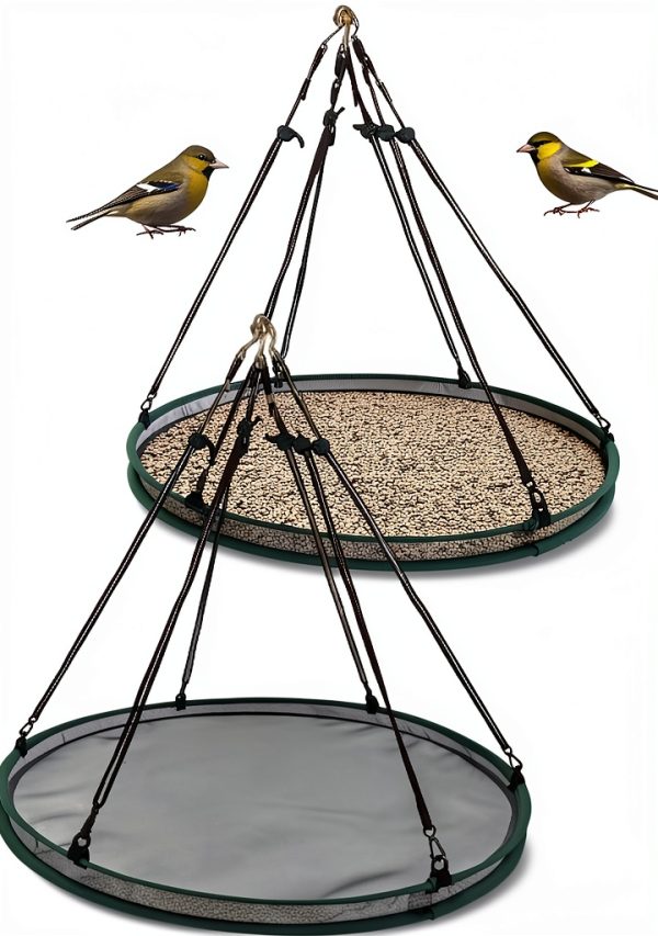 Bird Seed Catcher 30 Inch Large Round Hoop Platform by hhhlsl Brown-2