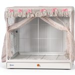Bird Cage Seed Catcher, Stretchy Mesh Skirt Cover for Round Square Cages, Sheer and Breathable Parrot Nylon Mesh Net Cover, Seed Guard Pet Cage Birds for Parrot Parakeet (Pink,L)-0