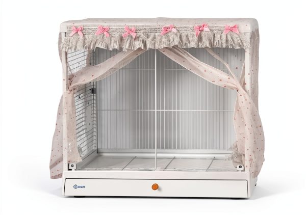 Bird Cage Seed Catcher, Stretchy Mesh Skirt Cover for Round Square Cages, Sheer and Breathable Parrot Nylon Mesh Net Cover, Seed Guard Pet Cage Birds for Parrot Parakeet (Pink,L)-0
