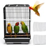 2 Pcs Bird Cage Netting Seed Catcher, Reusable Large Stretchy Nylon Bird Cage Skirt for Prevent Scatter and Mess (White)-0