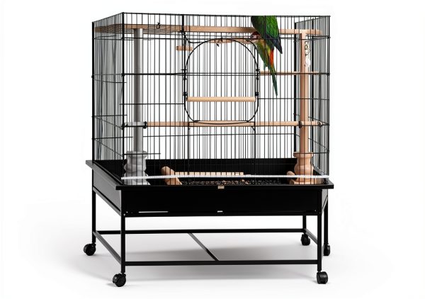TIESOME 2 Pcs Universal Bird Cage Seed Catcher, Seed Catcher Guard Net Cover Adjustable Soft Airy Nylon Mesh Net Skirt Seed Guard for Parrot Parakeet Macaw African Round Square Cages (White)-2