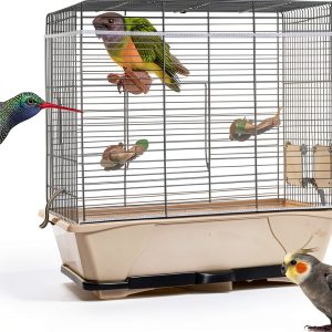 TIESOME 2 Pcs Universal Bird Cage Seed Catcher, Seed Catcher Guard Net Cover Adjustable Soft Airy Nylon Mesh Net Skirt Seed Guard for Parrot Parakeet Macaw African Round Square Cages (White)-0