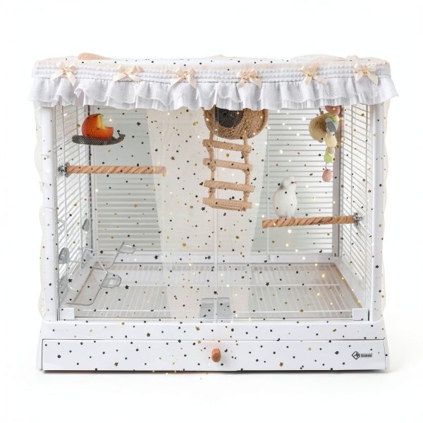 Bird Cage Seed Catcher, Stretchy Mesh Skirt Cover for Round Square Cages, Sheer and Breathable Parrot Nylon Mesh Net Cover, Seed Guard Pet Cage Birds for Parrot Parakeet (Pink,L)-2