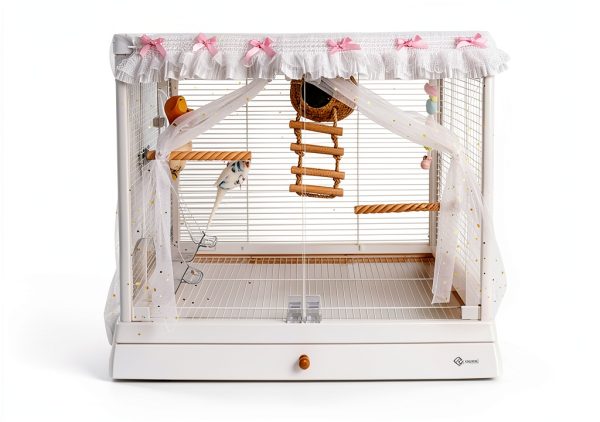 Bird Cage Seed Catcher, Stretchy Mesh Skirt Cover for Round Square Cages, Sheer and Breathable Parrot Nylon Mesh Net Cover, Seed Guard Pet Cage Birds for Parrot Parakeet (Pink,L)-8