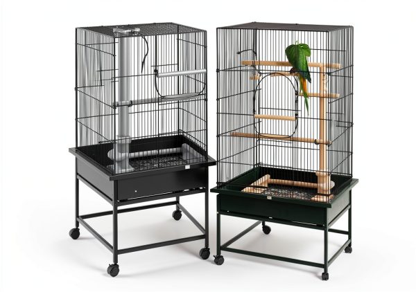 Tucnoeu Large Bird Cage Seed Catcher Net Cover Black Nylon 118x31in-3