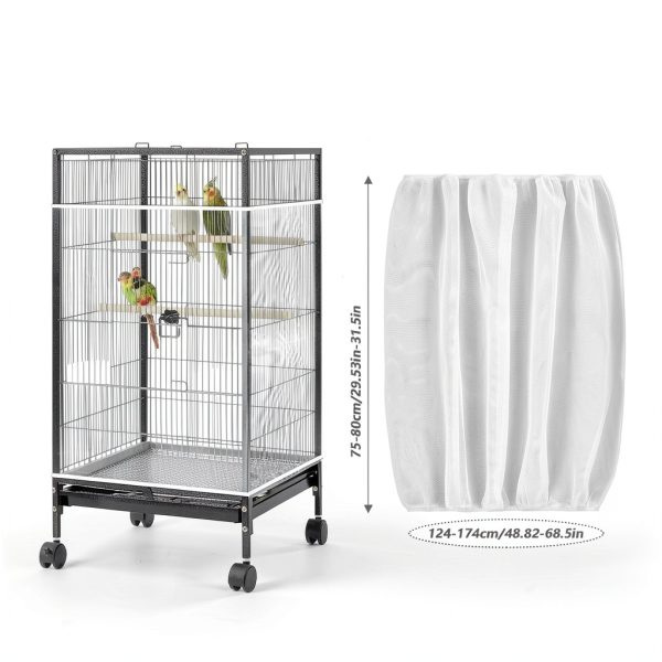 Large Bird Cage Net, Universal Adjustable Bird Cage Covers Mesh Polyester Birds Cages Seed Catcher Parakeet Cages Liners Birds Cagees Accessories for Birdcage Parakeet Parrot Enclosures (White)-1