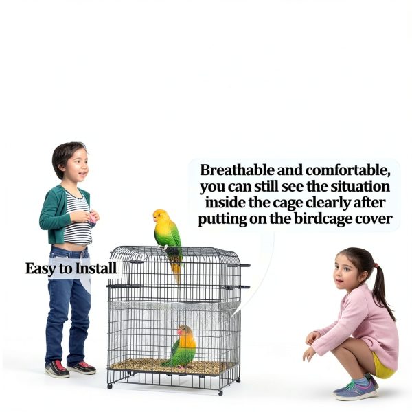2 Pcs Bird Cage Cover - Bird Cage Seed Catcher Bird Net Bird Cage Skirt Nylon Nesh Bird Cage Net for Round Square Canary Parakeet Cockatiel Pigeon Budgie Quail Large Tall Big Bird Cage-5