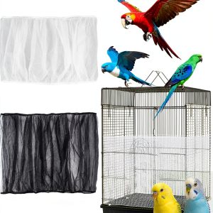 2 Pcs Bird Cage Cover - Bird Cage Seed Catcher Bird Net Bird Cage Skirt Nylon Nesh Bird Cage Net for Round Square Canary Parakeet Cockatiel Pigeon Budgie Quail Large Tall Big Bird Cage-0