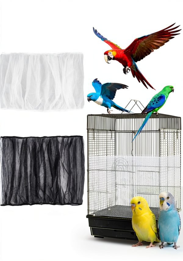 2 Pcs Bird Cage Cover - Bird Cage Seed Catcher Bird Net Bird Cage Skirt Nylon Nesh Bird Cage Net for Round Square Canary Parakeet Cockatiel Pigeon Budgie Quail Large Tall Big Bird Cage-0