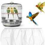 White Bird Cage Seed Catcher, Adjustable Net for Parrot Cages 40-68in-0
