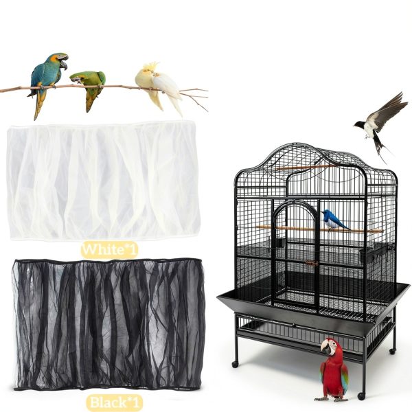 2 Pcs Bird Cage Cover - Bird Cage Seed Catcher Bird Net Bird Cage Skirt Nylon Nesh Bird Cage Net for Round Square Canary Parakeet Cockatiel Pigeon Budgie Quail Large Tall Big Bird Cage-1