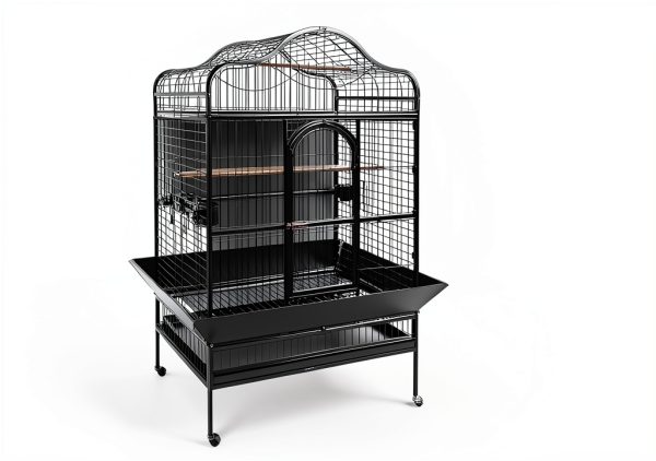 TIESOME 2Pcs Universal Bird Cage Seed Catcher, Seed Catcher Guard Net Cover Adjustable Soft Airy Nylon Mesh Net Skirt Seed Guard for Parrot Parakeet Macaw African Round Square Cages (Black)-2