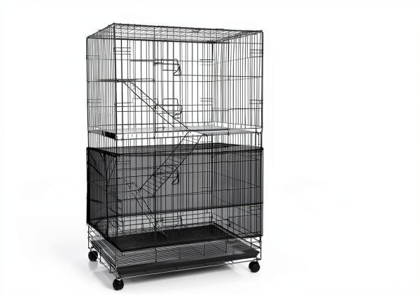 Shappy 2 Pieces Adjustable Bird Cage Seed Catcher Birdcage Cover Nylon Mesh Netting Soft Skirt Guard for Parrot Parakeet Macaw Round Square Cage(78 x 14.6 Inch in Circumference and Width,White, Black)-3