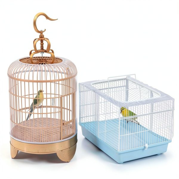 White Bird Cage Seed Catcher, Adjustable Net for Parrot Cages 40-68in-5
