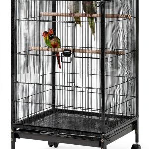 Tucnoeu Large Bird Cage Seed Catcher Net Cover Black Nylon 118x31in-0