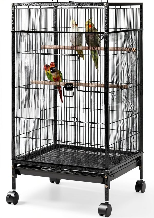 Tucnoeu Large Bird Cage Seed Catcher Net Cover Black Nylon 118x31in-0