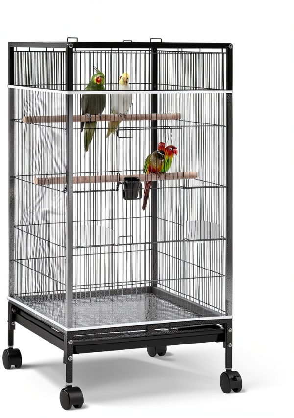 Large Bird Cage Net, Universal Adjustable Bird Cage Covers Mesh Polyester Birds Cages Seed Catcher Parakeet Cages Liners Birds Cagees Accessories for Birdcage Parakeet Parrot Enclosures (White)-0