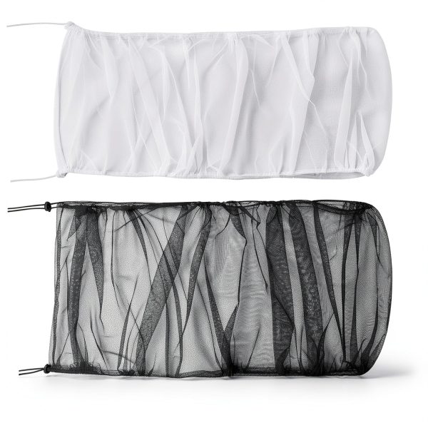 Shappy 2 Pieces Adjustable Bird Cage Seed Catcher Birdcage Cover Nylon Mesh Netting Soft Skirt Guard for Parrot Parakeet Macaw Round Square Cage(78 x 14.6 Inch in Circumference and Width,White, Black)-1