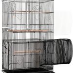 Shappy 2 Pieces Adjustable Bird Cage Seed Catcher Birdcage Cover Nylon Mesh Netting Soft Skirt Guard for Parrot Parakeet Macaw Round Square Cage(78 x 14.6 Inch in Circumference and Width,White, Black)-0
