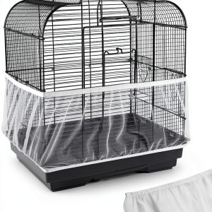 Birdcage Nylon Mesh Net Cover Guard for Parrots, Washable Seed Catcher-0