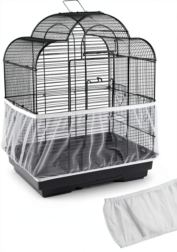 Birdcage Nylon Mesh Net Cover Guard for Parrots, Washable Seed Catcher-0