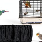 TIESOME 2Pcs Universal Bird Cage Seed Catcher, Seed Catcher Guard Net Cover Adjustable Soft Airy Nylon Mesh Net Skirt Seed Guard for Parrot Parakeet Macaw African Round Square Cages (Black)-0