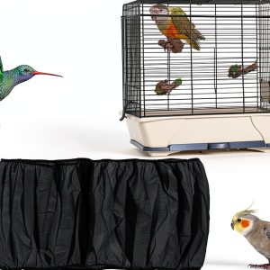 TIESOME 2Pcs Universal Bird Cage Seed Catcher, Seed Catcher Guard Net Cover Adjustable Soft Airy Nylon Mesh Net Skirt Seed Guard for Parrot Parakeet Macaw African Round Square Cages (Black)-0